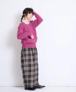 【ラストワン！】オックスフォードチェック　ワイドパンツ